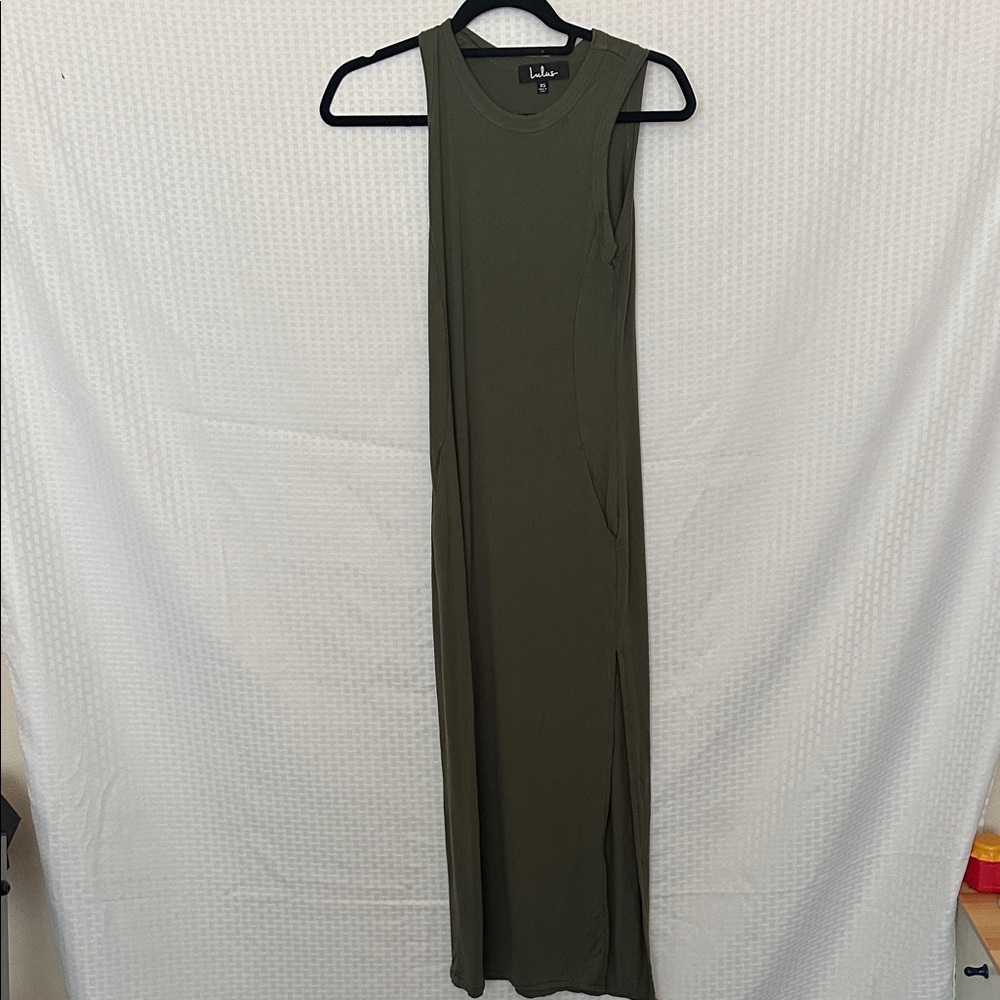 #552 Lulu's Forest Green Sleeveless Maxi Dress